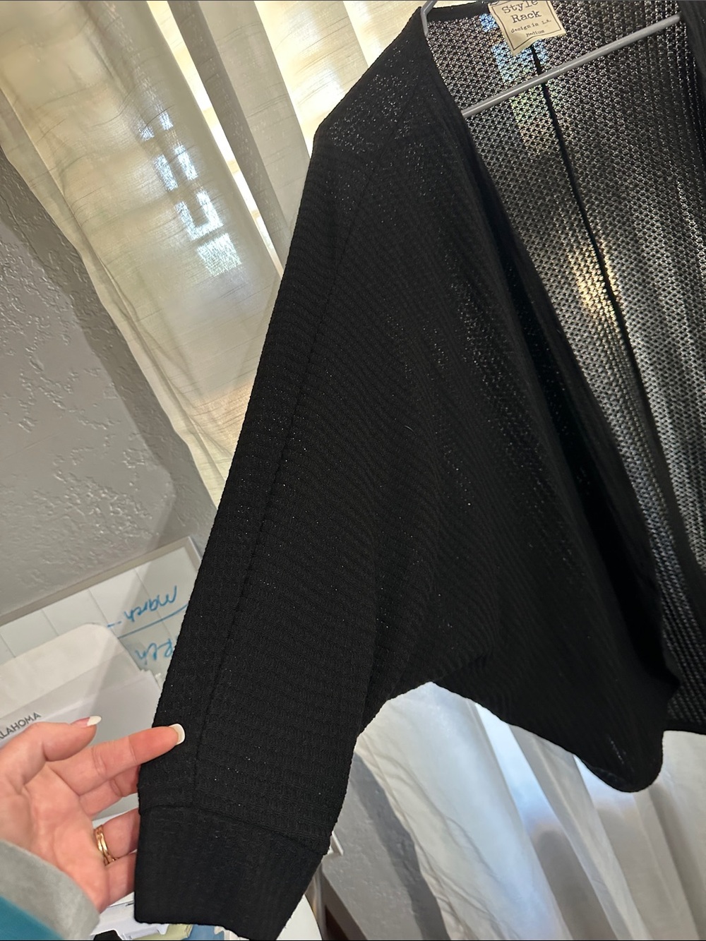 Style Rack Black Open-Weave Knit Top - Picture 3 of 4